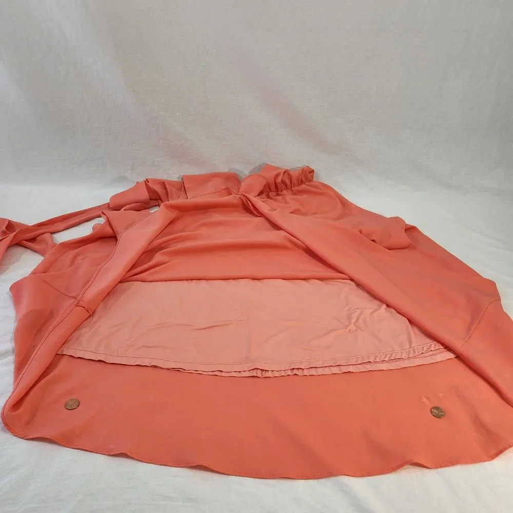 V-Neckline Long Prom Dress  by Studio F Size 8 Coral Color 85% Poly. Worn Once! - Picture 13 of 16